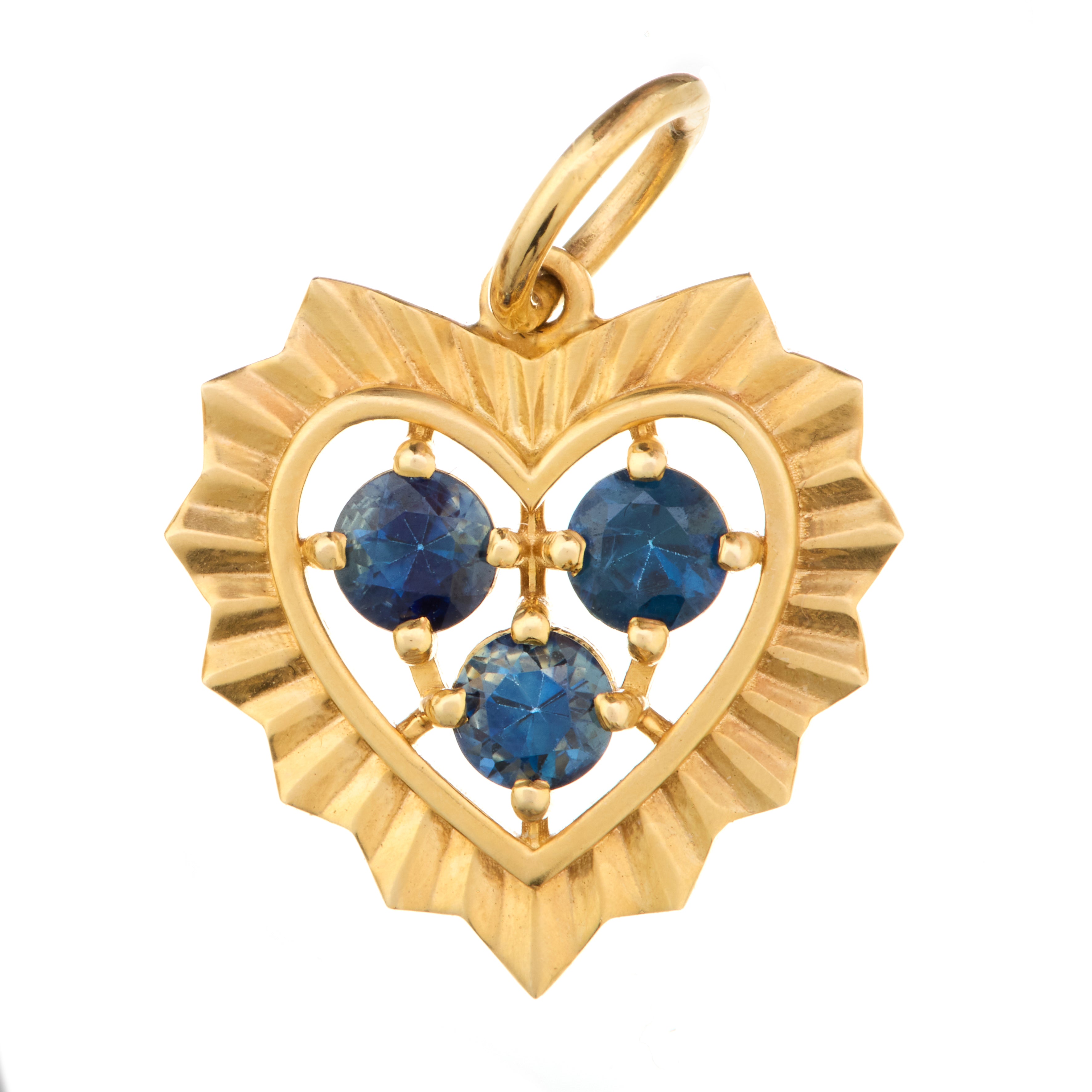 Lionheart Pleated Burst Charm with Prong Set Sapphire Center