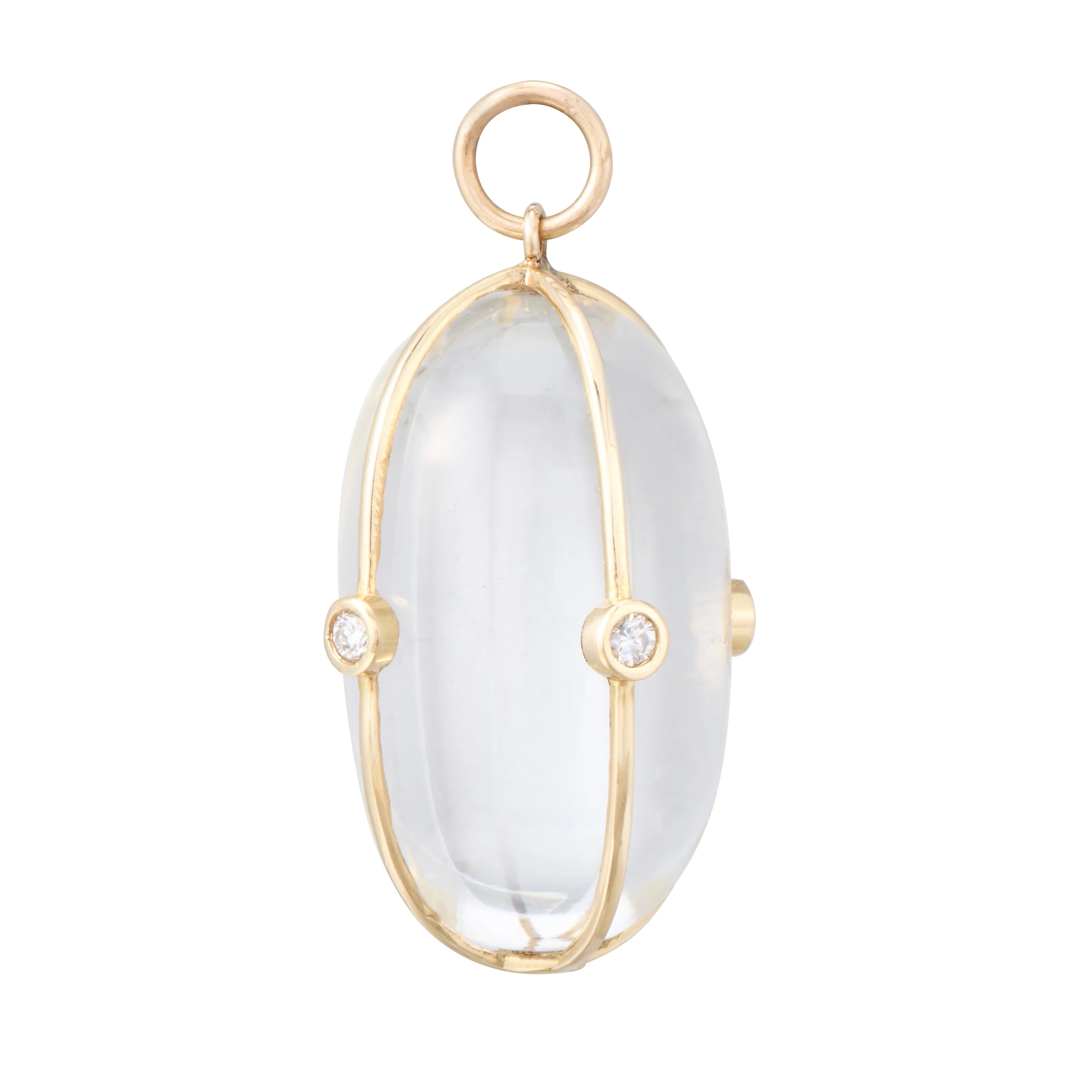 Crystal Quartz and Diamond Orb Charm