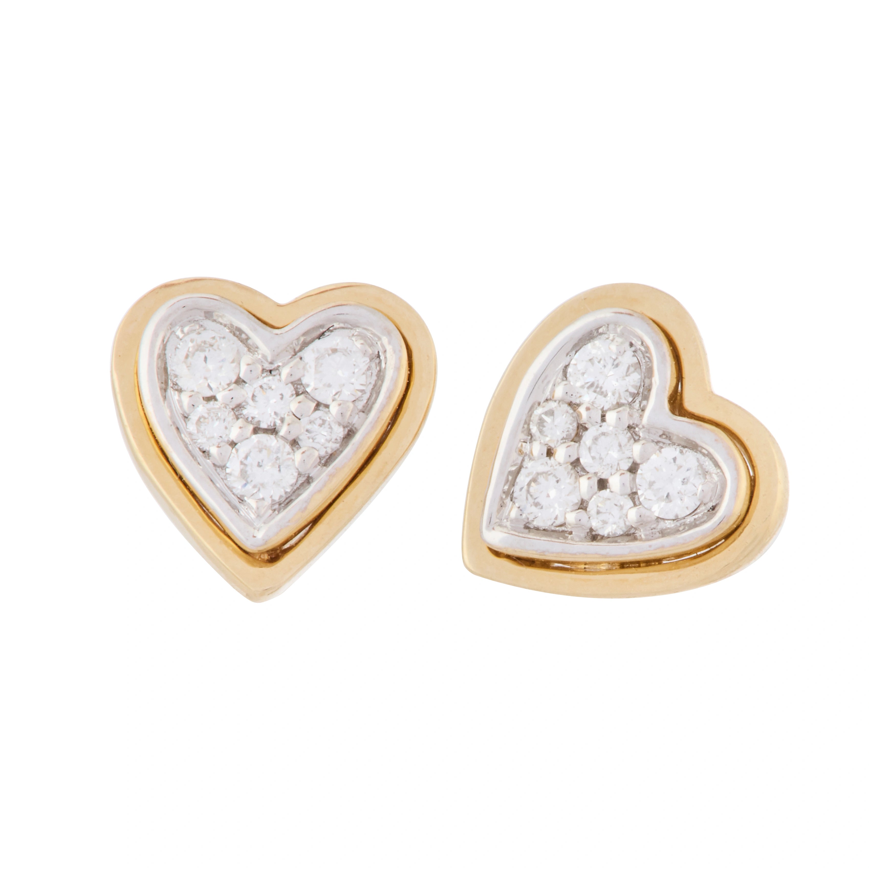 Diamond Cluster Bezel Heart Studs