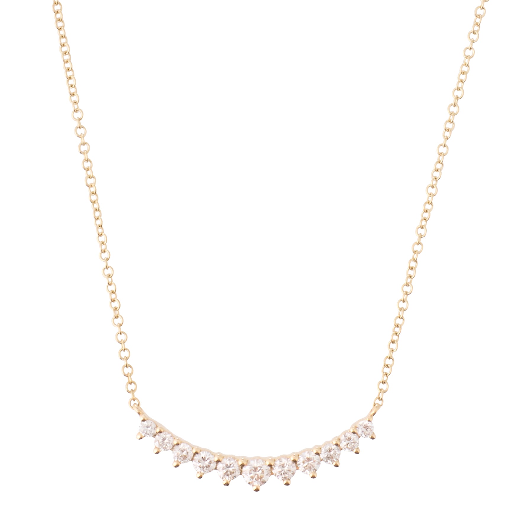 Floating Bezel Diamond Crescent Necklace