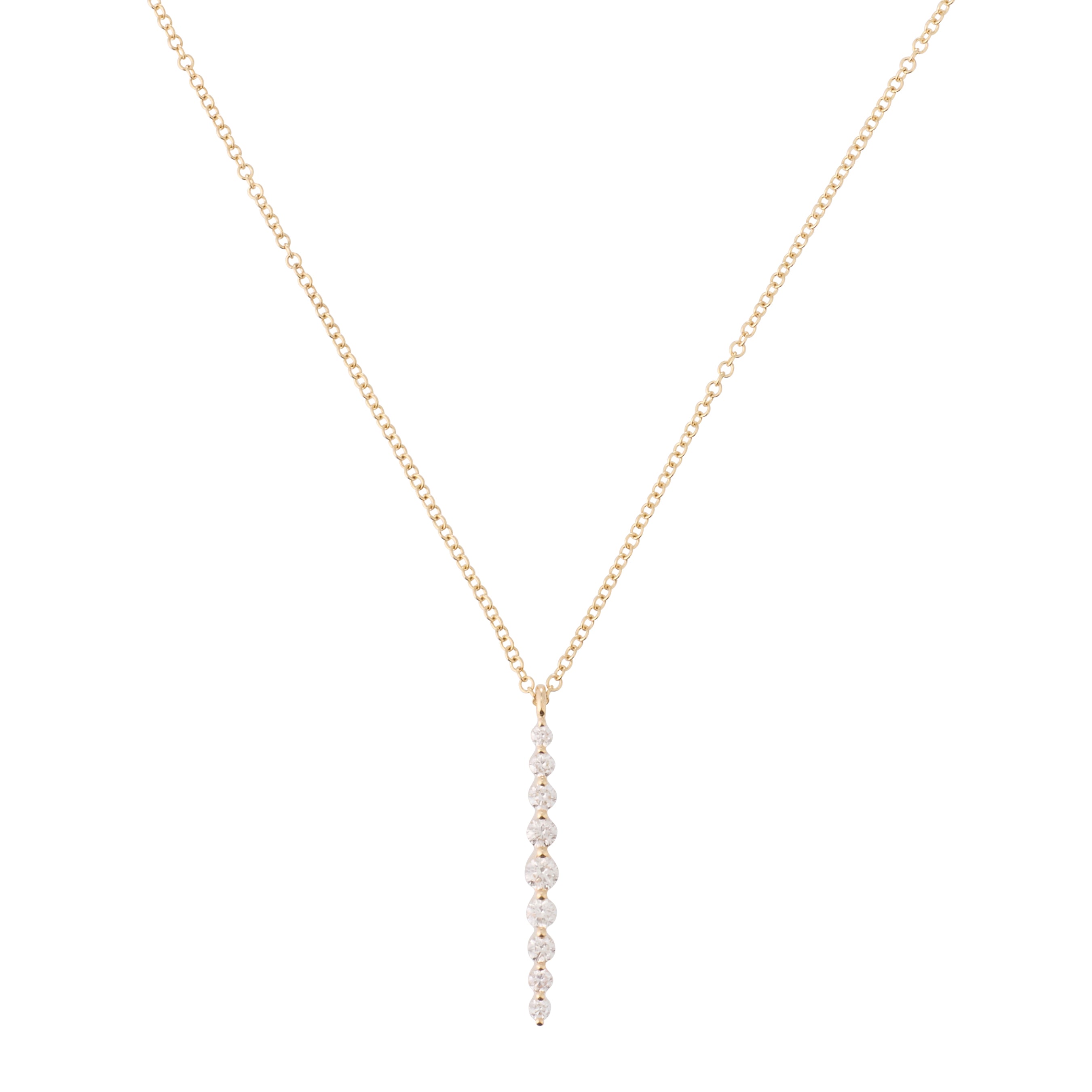 Floating Bezel Diamond Drip Necklace