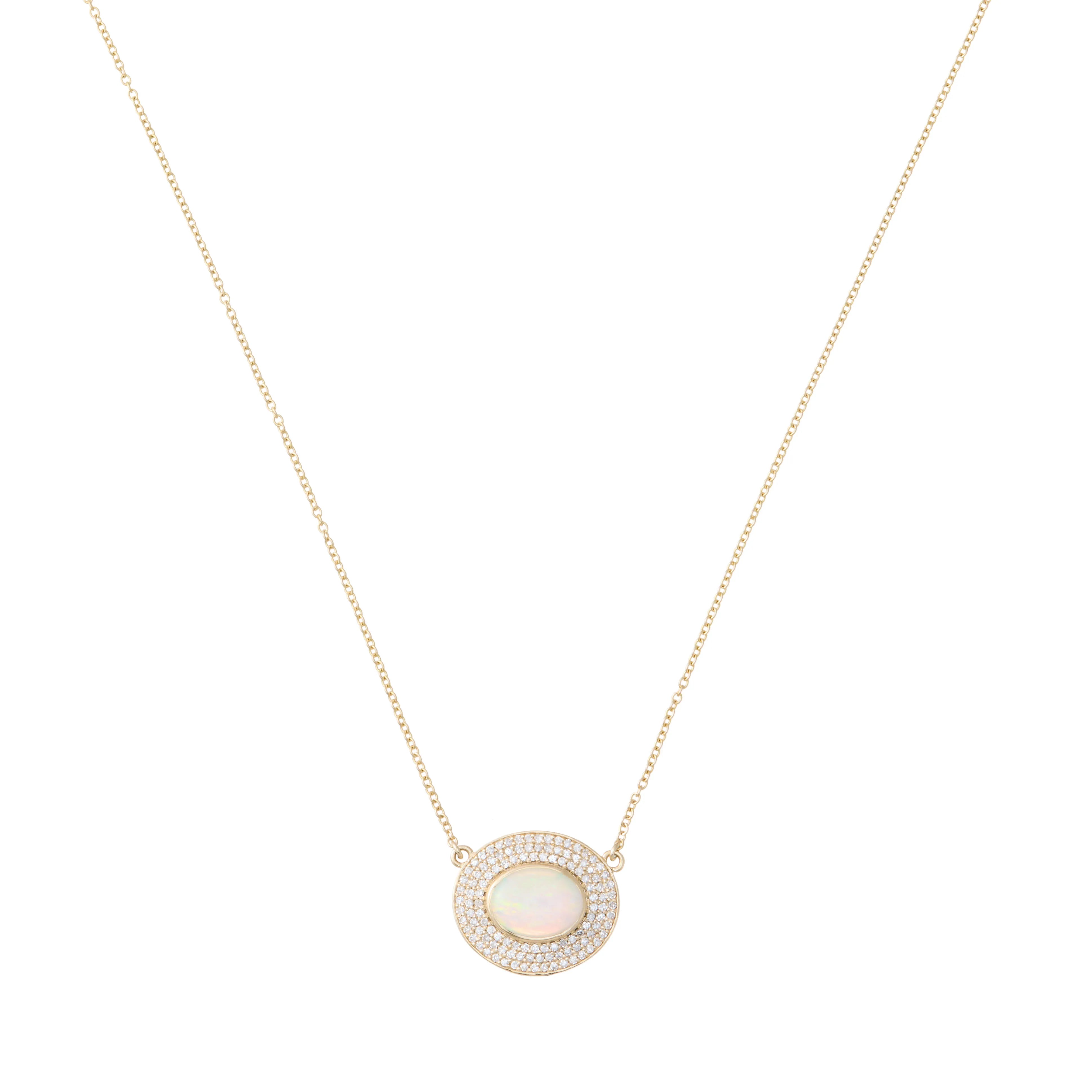 Opal and Diamond Medallion Necklace