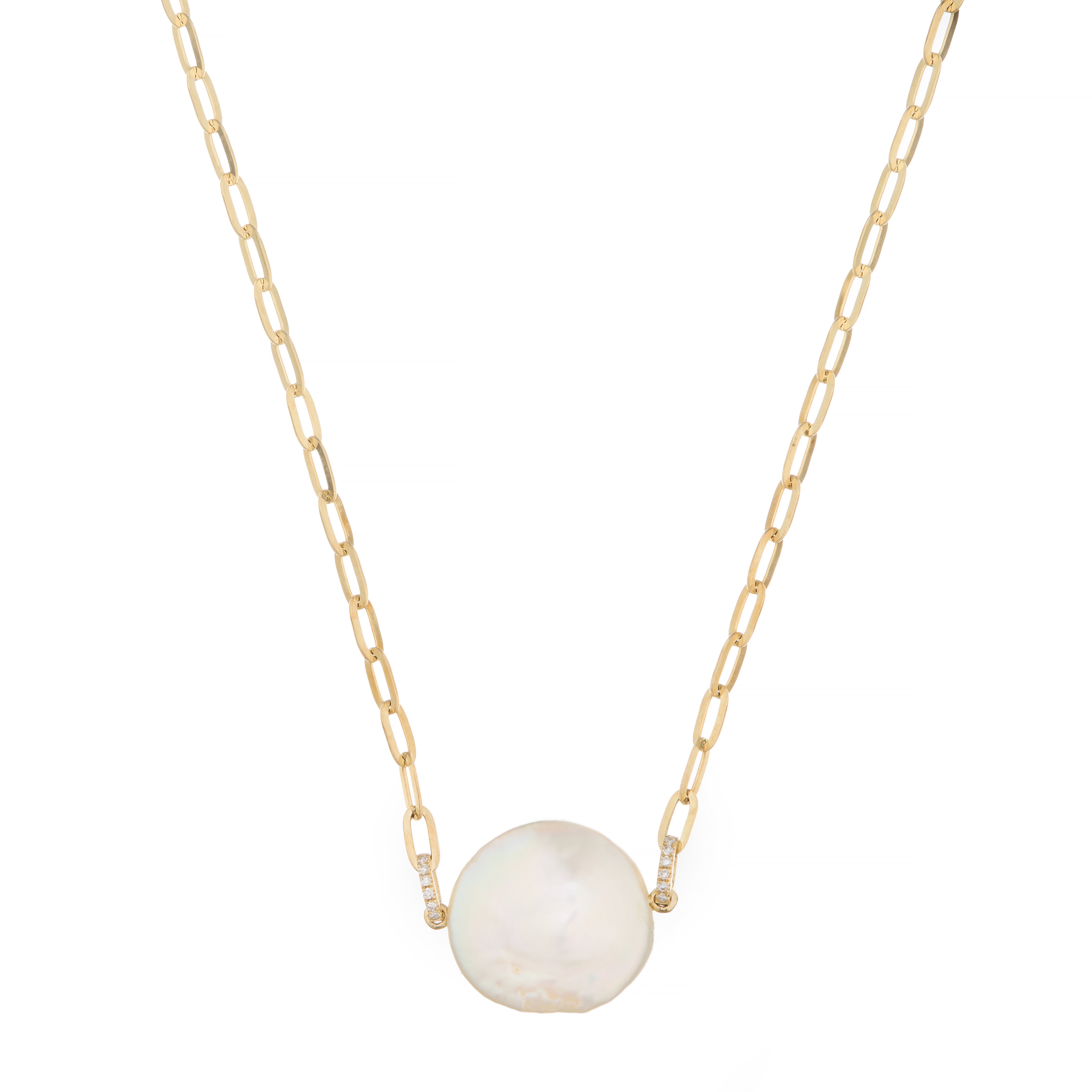 Pearl Coin Paper Clip Necklace