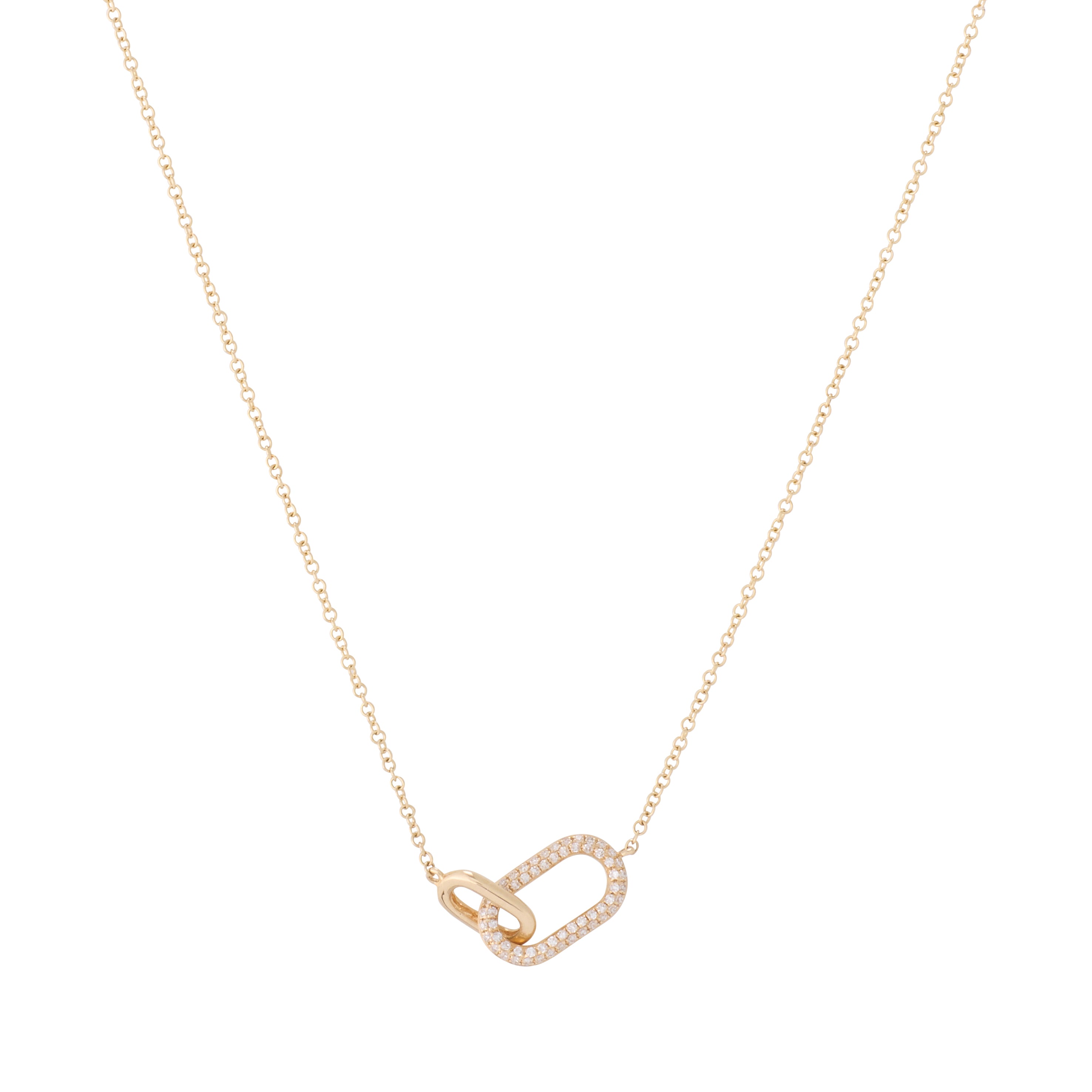 Single Pave Link Paper Clip Necklace