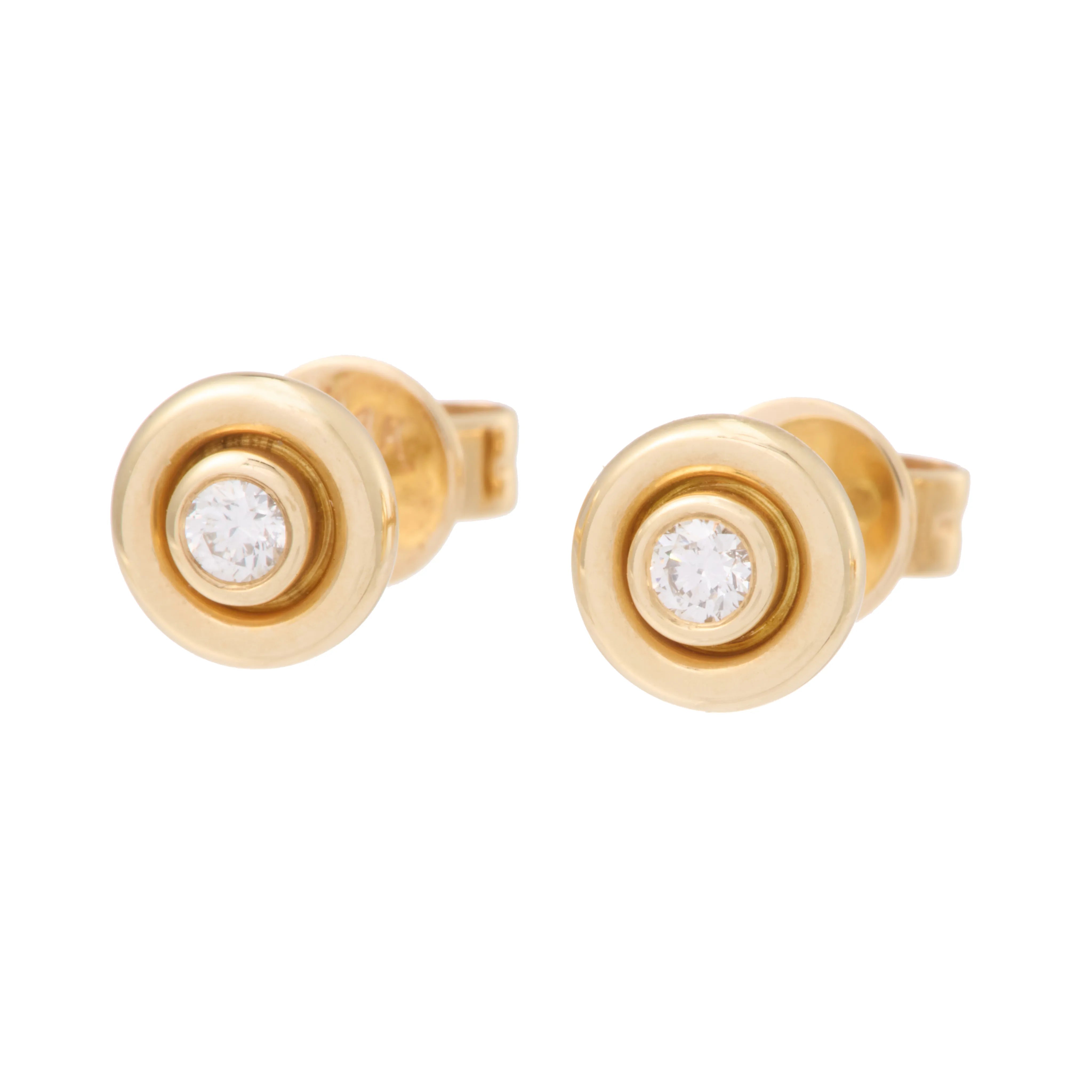 Solid Gold and Diamond Button Studs