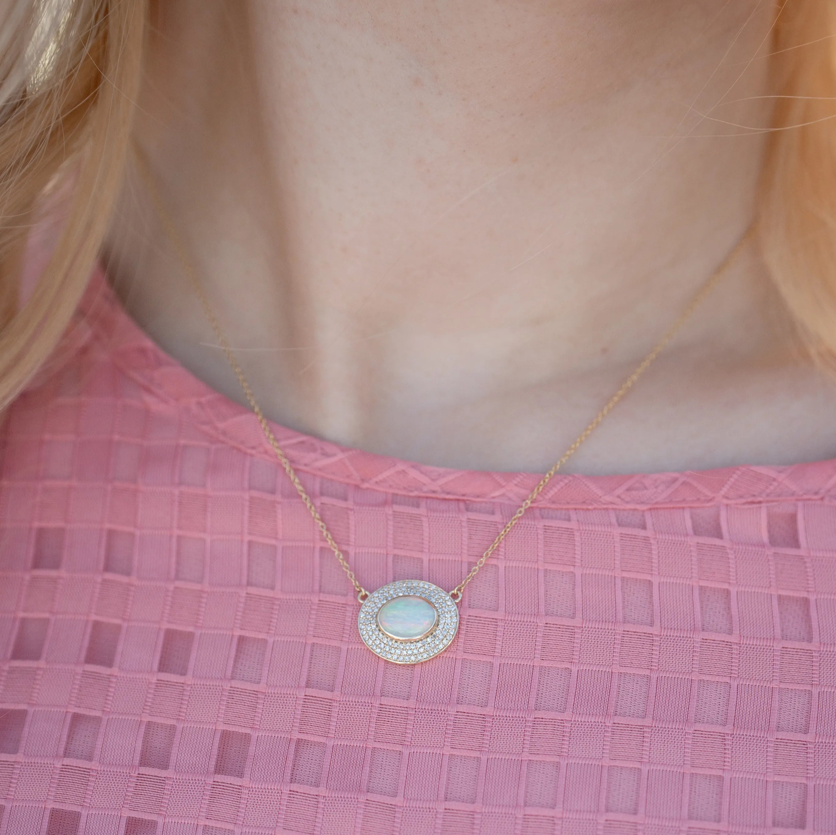 Opal and Diamond Medallion Necklace