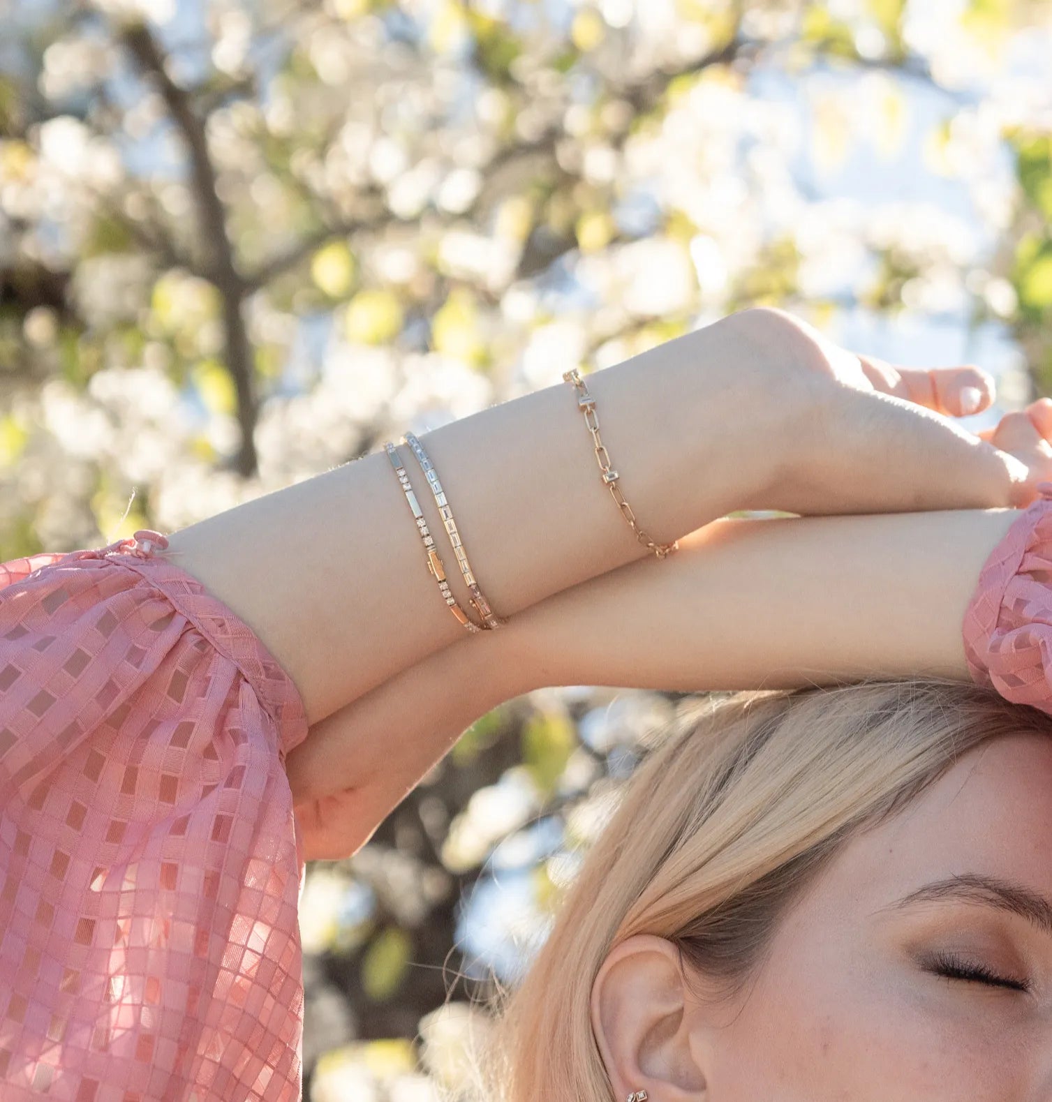 Paper Clip Bracelet with Bezel Baguettes