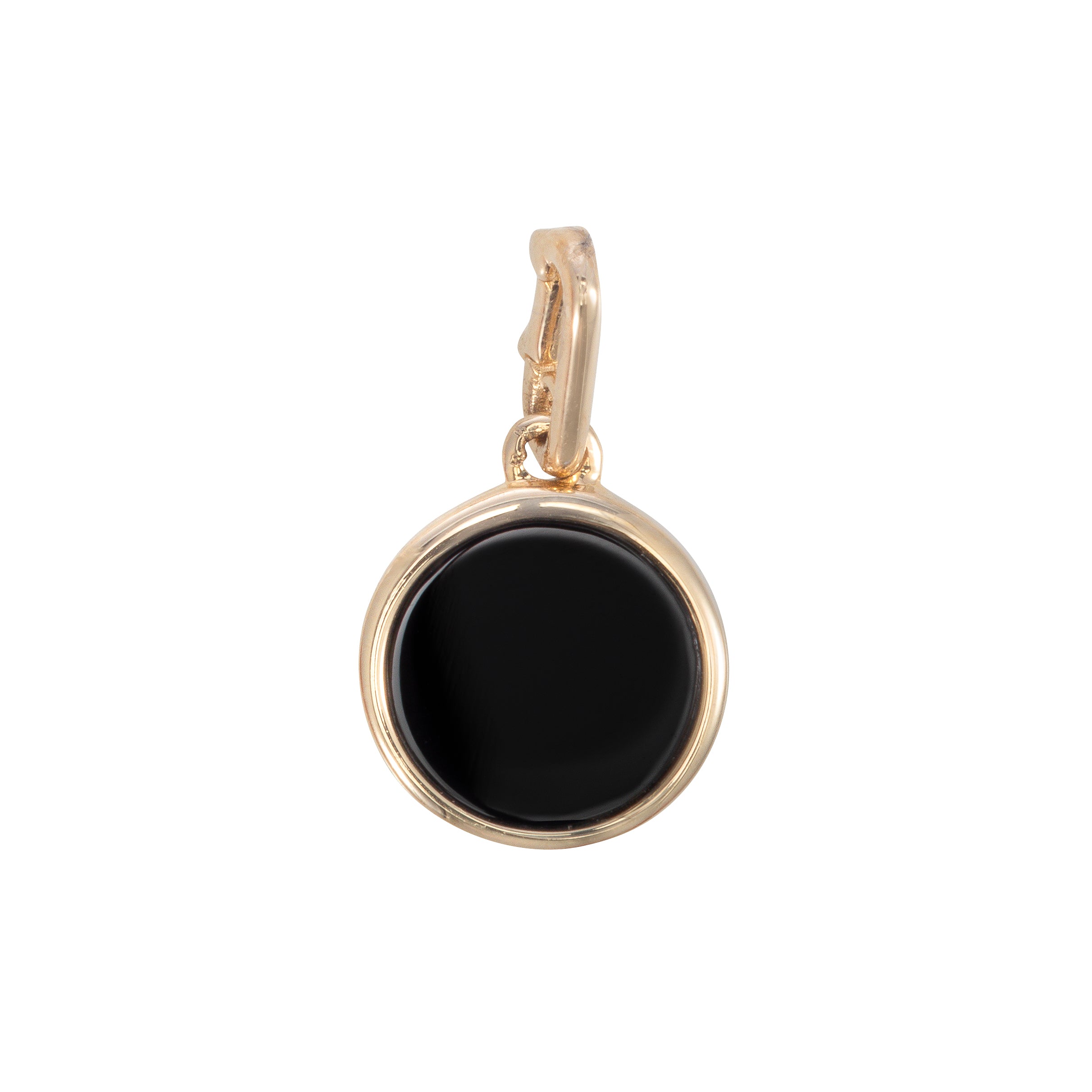 Black Onyx Beveled Charm / Pendant 9x6 Pear Set In authentic 14k Solid Gold...