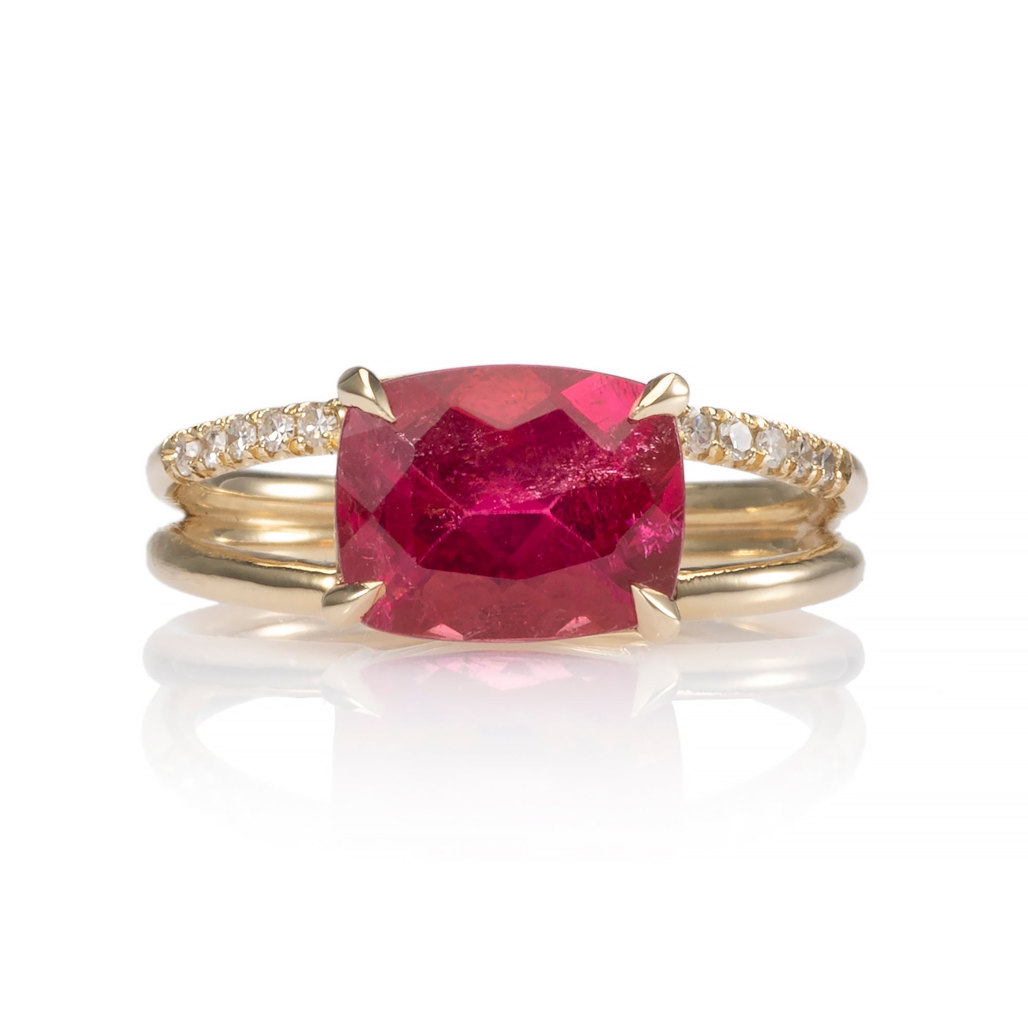 Delia Pink Tourmaline Split Shank Ring