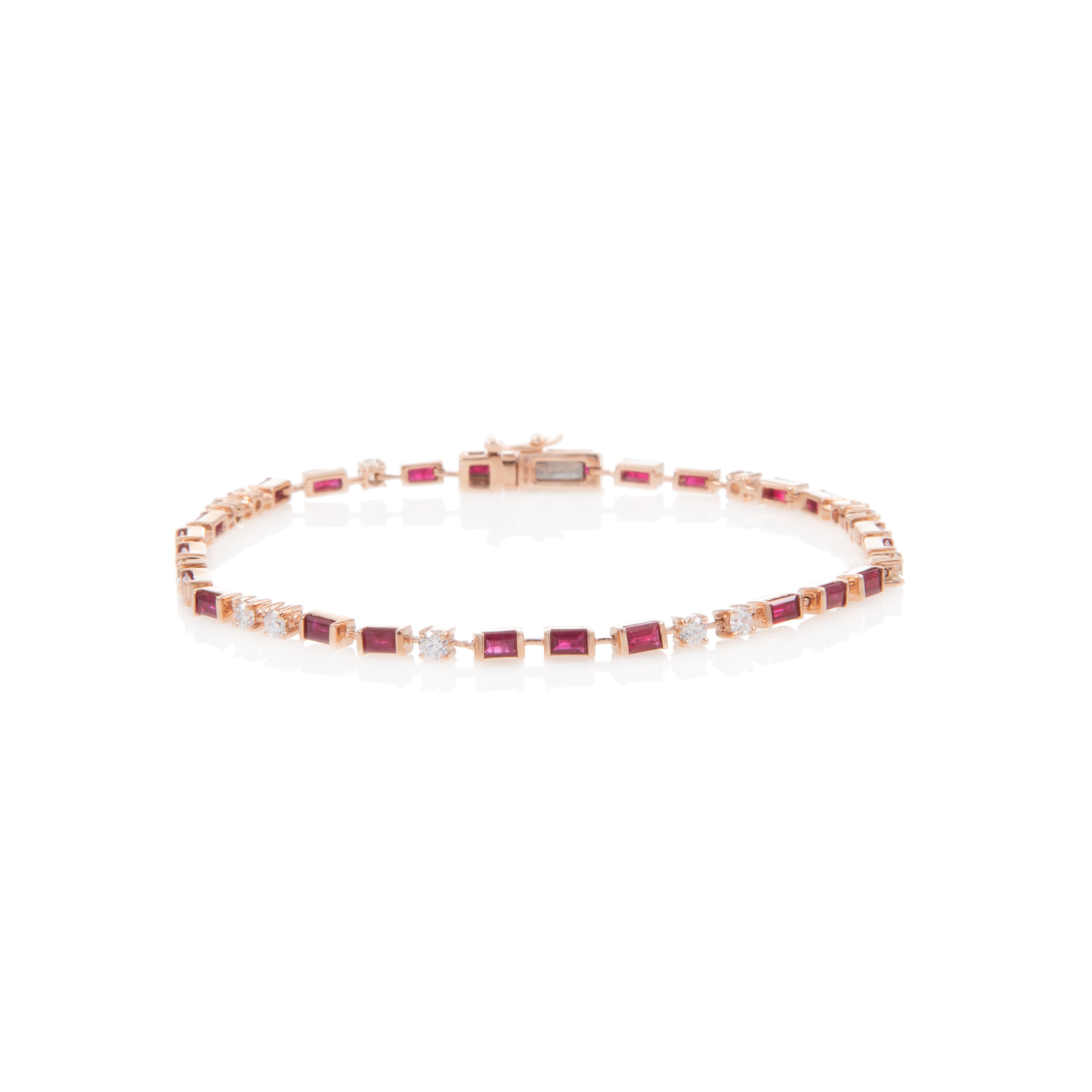 Baguette Ruby and Diamond Tennis Bracelet