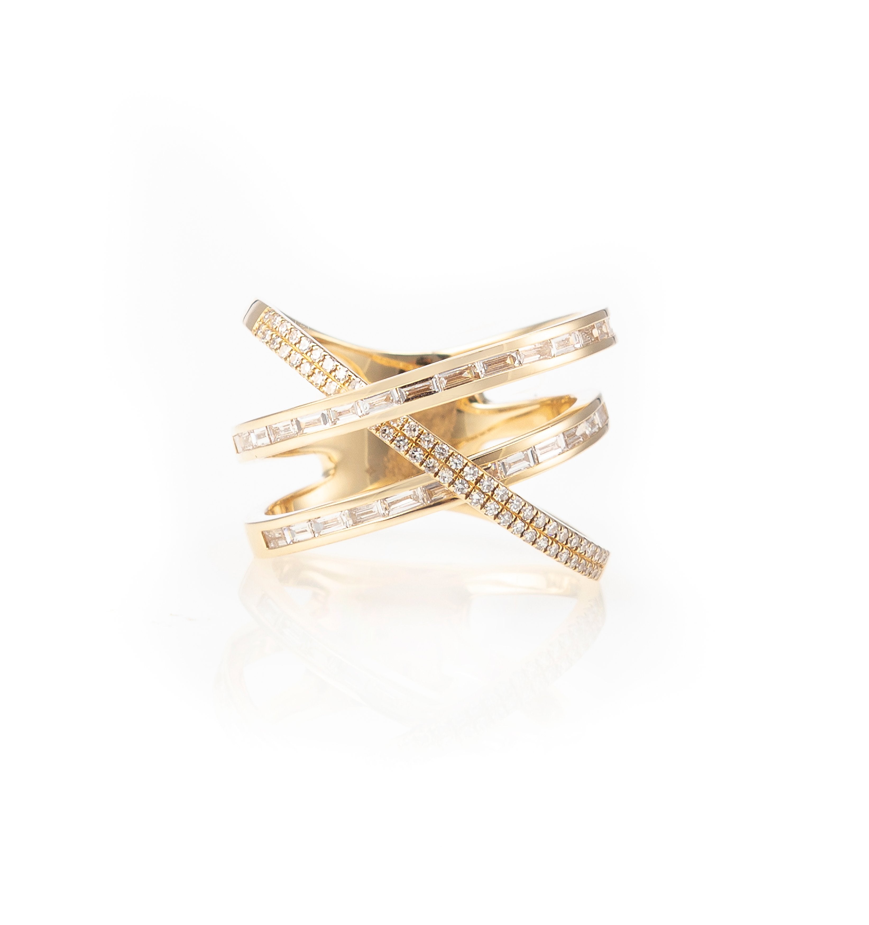 Baguette and Diamond Wrap Ring-Rings-Zofia Day Co.