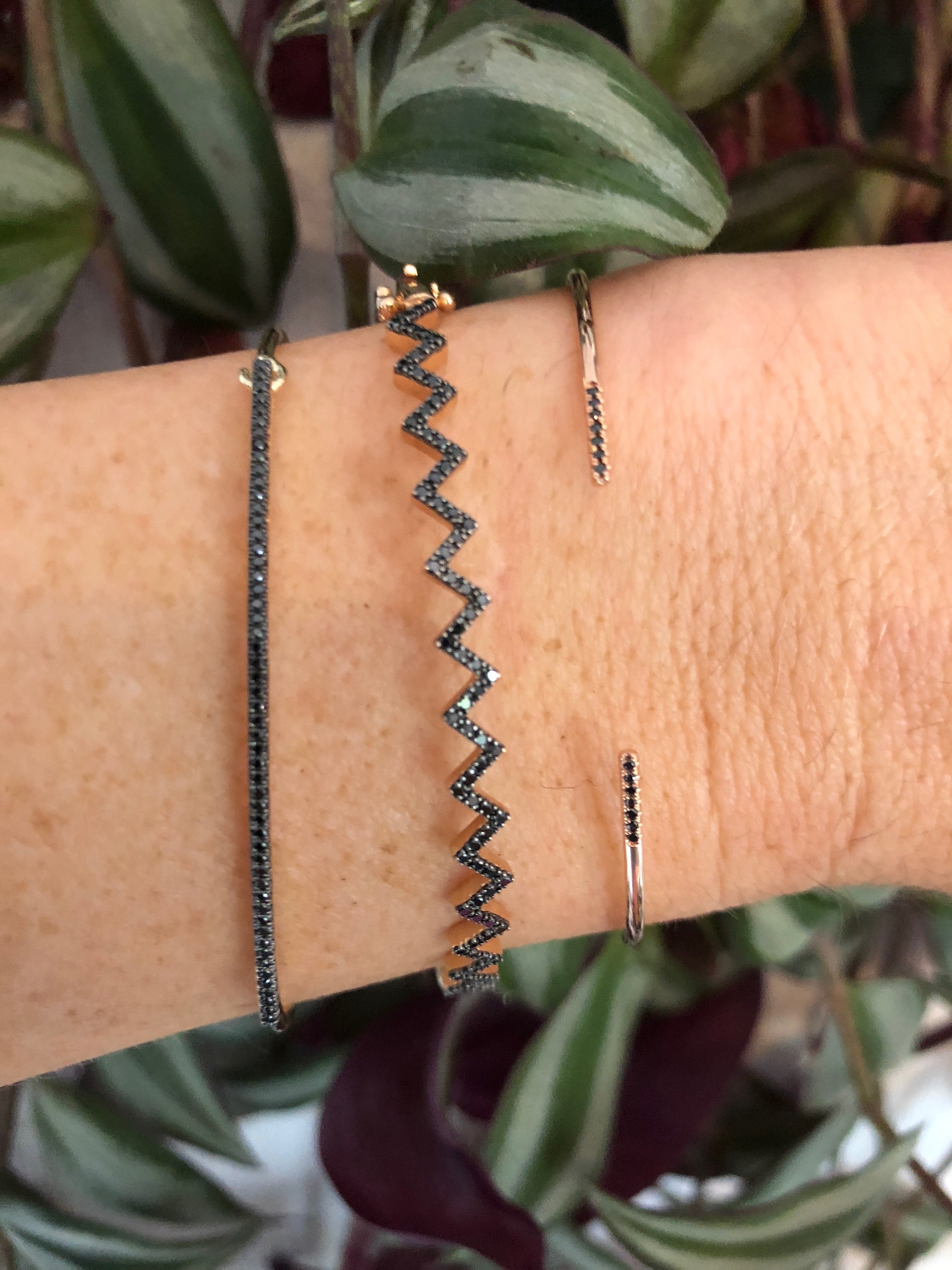 Black Diamond Zig Zag Bracelet-Bracelets-Zofia Day Co.