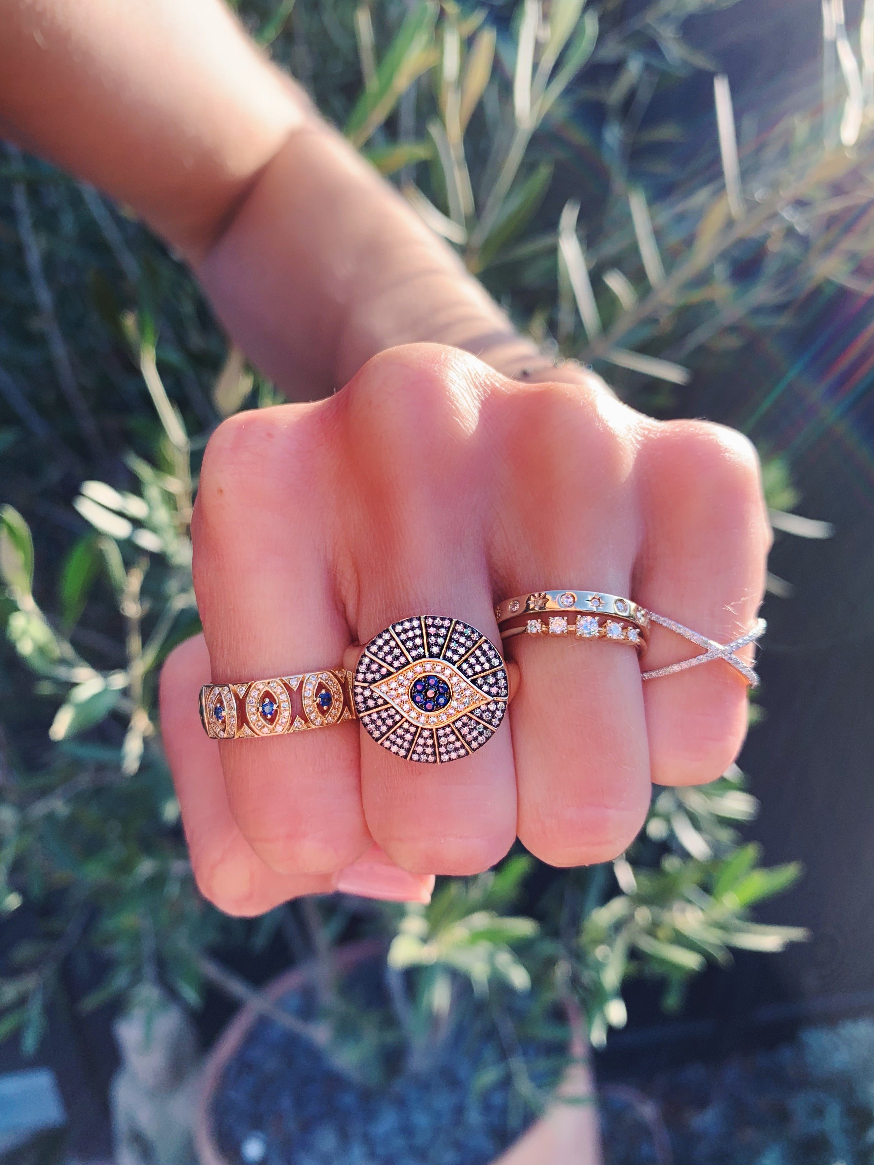 Ornate Evil Eye Ring-Rings-Zofia Day Co.