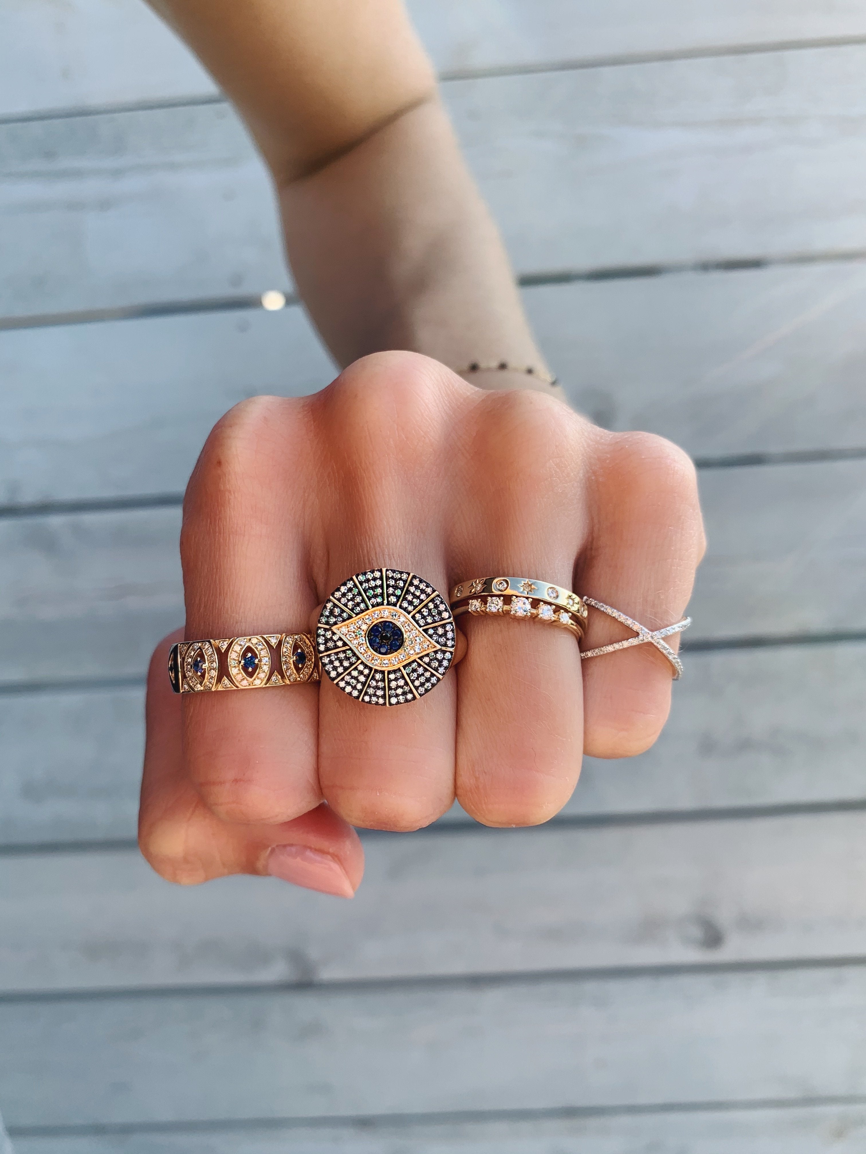 Ornate Evil Eye Ring-Rings-Zofia Day Co.